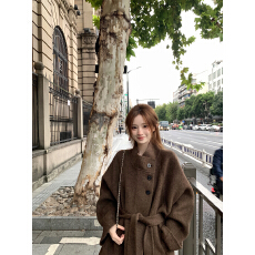 批发珍珍家 又见金敏喜90绵羊毛5牦牛气质双面呢<b class='q'>大</b>衣中长款毛呢<b class='q'>外套</b>冬