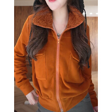 批发潮牌翻领拉链拼接卫衣外套女2025冬季新款时尚气质洋气保暖上衣潮