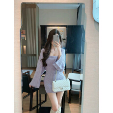 批发JustQin凛<b class='q'>冬</b>玫瑰2025秋<b class='q'>冬</b>新款针织开衫抹胸连衣裙性感短裙女