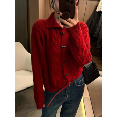 批发牛角扣翻领羊绒针织开衫女<b class='q'>欧洲站</b>2026<b class='q'>新款</b>欧货女装毛衣外套潮