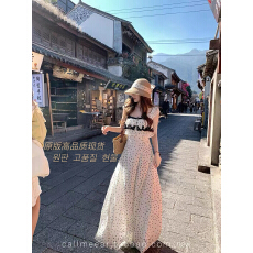 批发CallmeEar//【巴黎蔷薇】蕾丝拼接吊带裙早春设计感连衣裙度假裙
