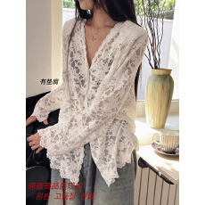 批发韩系长袖衬衫女2026春秋新款高级感打底衫高级感甜辣镂空蕾丝上衣
