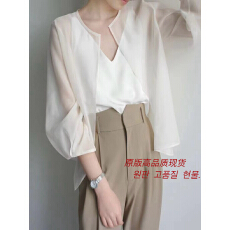 批发法式复古 高级感时尚百搭<b class='q'>真丝</b>欧根纱罩衫！挺括型外套开衫防晒衫