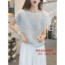 批发气质重工亮片镂空针织罩衫女2026<b class='q'>夏</b>季时尚简约通勤洋气上衣