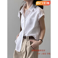 批发亚麻棉飞飞袖衬衫女2026年夏季新款无袖落肩宽松小衫休闲宽松上衣