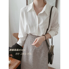 批发2026春季新款白色衬衫女设计感小众衬衣韩系百搭宽松长袖雪纺上衣