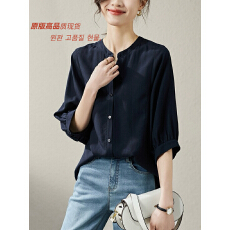 批发天丝亚麻七分袖衬衫女夏上衣2026新款时尚衬衣上衣设计感
