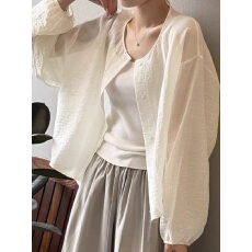 批发高级感轻薄防晒衬衫开衫外搭女<b class='q'>夏</b>季2026新款宽松休闲短款上衣外套