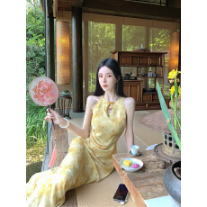 批发MOSS STUDIO春知棠信国风新中式剪花挖肩改良旗袍中长<b class='q'>连衣裙</b>