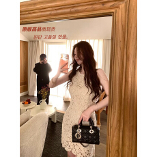 批发SYA奚<b class='q'>小</b>西 法式温柔连衣裙女春季礼服镂空蕾丝无袖内搭短款裙子新