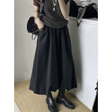 批发韩系穿搭2026春秋纯色花苞中<b class='q'>长裙</b>潮流口袋质感裙子韩版A字裙显瘦