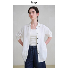批发<b class='q'>明星</b><b class='q'>同款</b>ltyp旅途原品100%亚麻高级白衬衫女春季打底长袖衬衣上衣