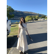 批发周壹 EEONE零感自在 雪花棉仿麻舒适收腰斜肩T半<b class='q'>裙</b>套装夏2026新款