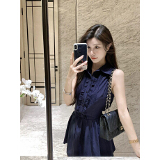 批发法式纯欲风高级感衬衫<b class='q'>连衣裙</b>子女设计感收腰气质无袖背心短裙夏季