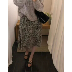 批发欧洲站2026春季新款欧货时尚百搭豹纹印花显瘦雪纺蛋糕裙