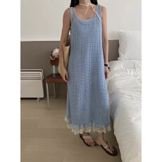 批发韩国东大门女装新款镂空针织背心<b class='q'>连衣裙</b>女夏海边度假风罩衫裙长裙