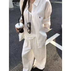 批发红人馆白色衬衫女款2026新款韩系简约上衣轻奢高级感宽松长袖衬衣