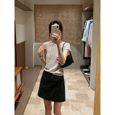 批发BRIVIN韩系米色斜肩花边短袖T恤女泡泡纱温柔风显瘦气质漂亮<b class='q'>上衣</b>