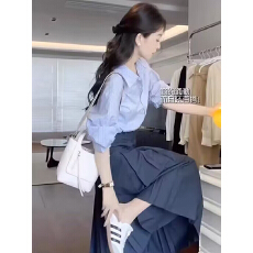 批发春夏季新款小香风<b class='q'>套装</b>冷淡系<b class='q'>职业</b><b class='q'>女装</b>高级感条纹衬衫半身裙两件套