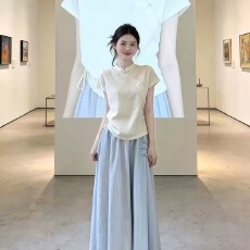 批发新中式轻国风衣服夏日季款新中式国风汉元素日常年轻款<b class='q'>旗袍</b>上衣连