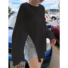批发<b class='q'>夏季</b>针织防晒罩衫女ins小众设计感圆领上衣宽松薄款外搭防晒T恤