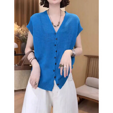 批发欧尼私服V领<b class='q'>针织</b><b class='q'>开衫</b>T2026夏季新款百搭显瘦短袖上衣2605D285