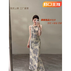 批发颂宋夏季<b class='q'>新款</b>法式复古收腰显瘦气质碎花中长款连衣裙DT2155