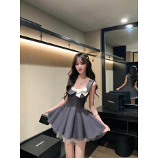 批发越韩小鱼Musefish 韩女路透 法式千金风<b class='q'>连衣裙</b>收腰气质<b class='q'>蓬蓬裙</b>女夏