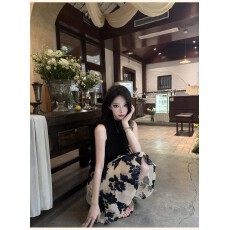 批发AWMUMU法式<b class='q'>名媛</b>风蓝色刺绣花朵半身裙女修身显瘦高腰蓬蓬裙