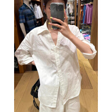 批发老钱风纯棉麻白色衬衫女夏季天薄款宽松百搭亚麻长袖衬衣防晒上衣