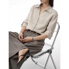 批发美式风亚麻长袖衬衫女2026春夏新款宽松透气休闲职业装翻领衬衣