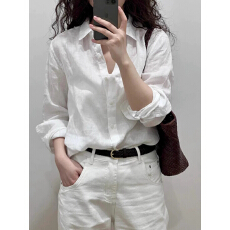 批发已出货 高级感白色亚麻<b class='q'>长袖</b>防晒衬衫女夏季薄款麻料外套棉麻上衣