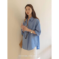 批发已出货 纯色简约翻领<b class='q'>衬衫</b>女春夏季2026新款大口袋垂感长袖上衣