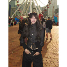 批发R1DGE 美式解构立领单排扣牛仔外套女秋冬收腰显瘦气质<b class='q'>套装</b>