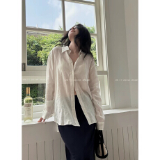 批发已出货 宽松廓形 100亚麻白衬衫<b class='q'>女长袖</b><b class='q'>外套</b>棉麻薄款透气衬衫上衣