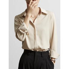 批发新款2026香槟色缎面<b class='q'>衬衫</b>女高级感气质春秋通勤<b class='q'>OL</b>免烫抗皱<b class='q'>衬衣</b>女