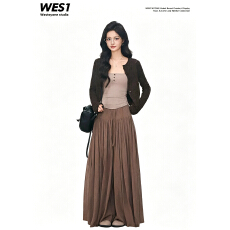 批发8.3新品WESTAYONE <b class='q'>镂空</b>长袖针织开衫薄外套女+针织吊带+裙裤