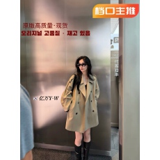 批发<b class='q'>夏</b>诗文 莱赛尔大翻驳领双排扣肩袢风衣女秋轻熟优雅风宽松微A外套