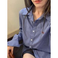 批发Hhyii 小狗刺绣格子<b class='q'>衬衫女</b>春季2026春秋<b class='q'>韩版</b>叠穿显瘦蓝色长袖衬衣