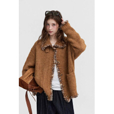 批发已出货 Let许愿森林'vintage复古浪漫圈圈纱线手工毛边慵懒毛衣女
