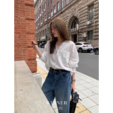 批发日系复古高级感宽松白色长袖衬衫女早秋新款百搭小众慵懒风衬衣