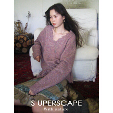 批发素舶 Superkid超软幼马海毛羊毛亲肤<b class='q'>镂空</b>花边V领抽绳针织套<b class='q'>衫</b>毛衣