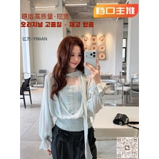 批发Even一雯清冷新贵韩系高智假两件收腰上衣法式飘带<b class='q'>雪纺</b><b class='q'>衬衫</b>女