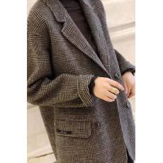 批发2026秋冬新款双面羊绒大衣女小个子英伦<b class='q'>格子</b>西装薄羊毛呢休闲外套