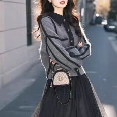 批发温柔风蝴蝶结蕾丝V领修身毛针织衫<b class='q'>女</b>2026<b class='q'>新款</b>