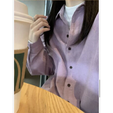 批发气质复古灯芯绒衬衫女法式叠穿内搭衬衣外套宽松休闲遮肉长袖上衣