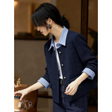 批发韩系假两件拼接翻领小香风外套女春季独特超好看宽松<b class='q'>短款</b>夹克上衣