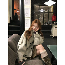 批发燕麦色立领短款呢子大衣女2026<b class='q'>新款</b>小个子巨好看冬季羊绒毛呢外套
