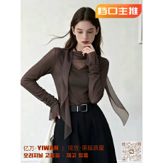 批发已出货 独特漂亮巨好看设计感秋<b class='q'>百搭</b>上衣气质修身飘带显瘦长袖<b class='q'>t</b><b class='q'>恤</b>