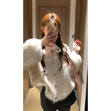 批发实拍实价 大码少女宽松慵懒风毛衣针织开衫<b class='q'>外套</b>粉色上衣秋冬温柔